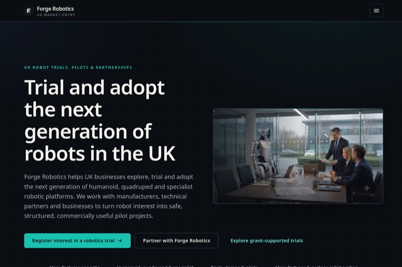 Forge Robotics website — The next generation of robots, in the UK.